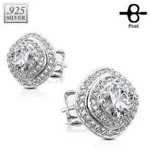 New .925‎ sterling Silver CZ earring